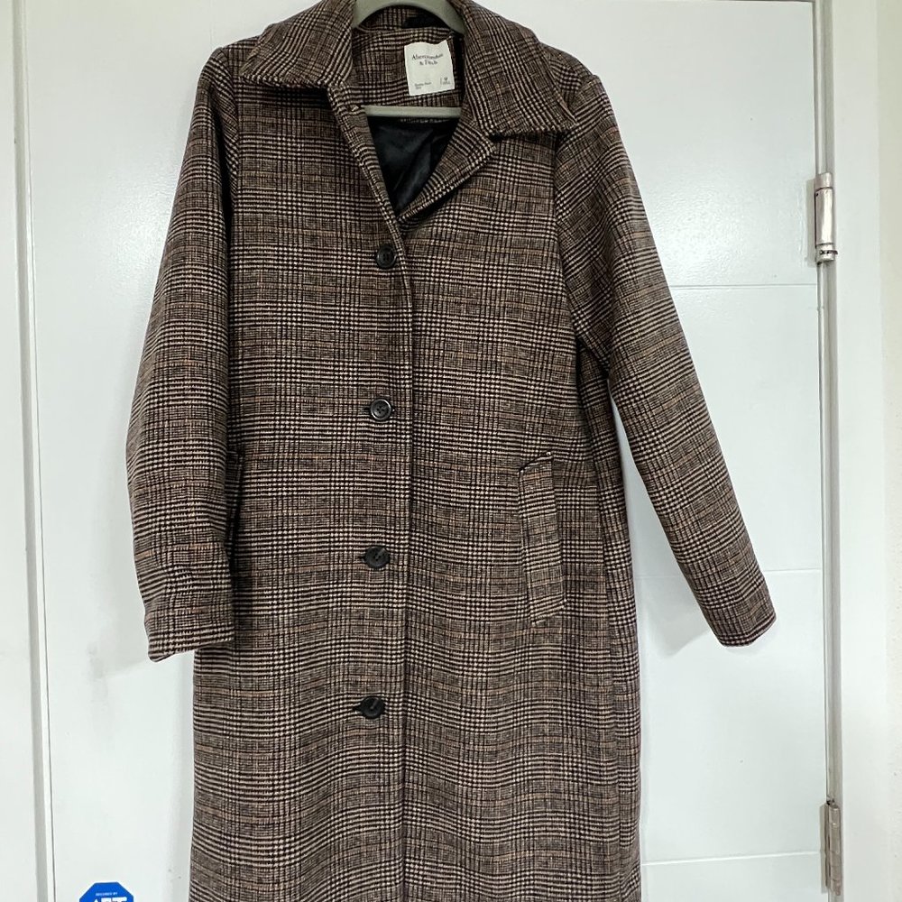 Abercrombie Plaid Wool-Blend Mod Coat